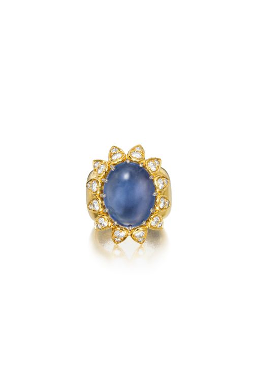 18k Gold Sapphire and Diamond Ring