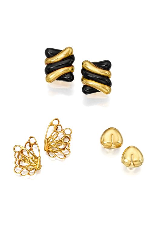 18k Gold Jade Earrings and Brooches