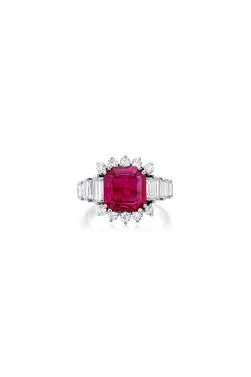 Platinum Ruby and Diamond Ring