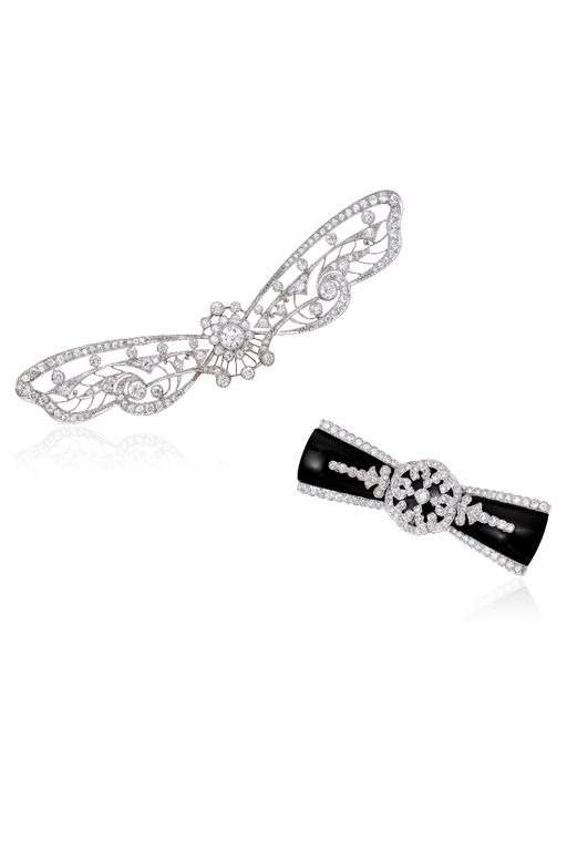 Two Platinum and Gold Diamond Brooches