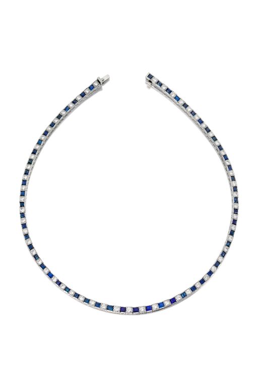 18k Gold Sapphire and Diamond Necklace
