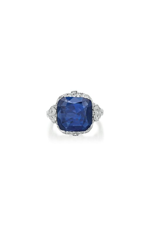 Platinum Sapphire and Diamond Ring