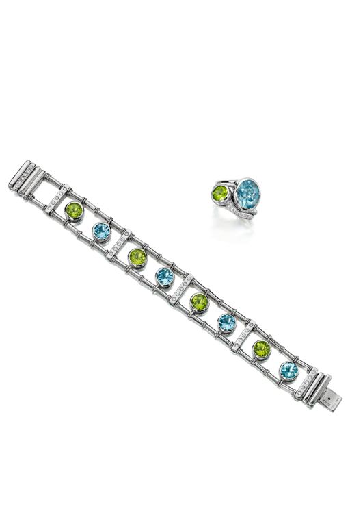 18k Gold Multi-Gem Jewelry Set