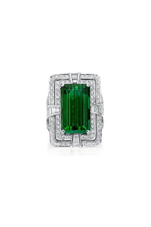 18k Gold Tourmaline and Diamond Ring