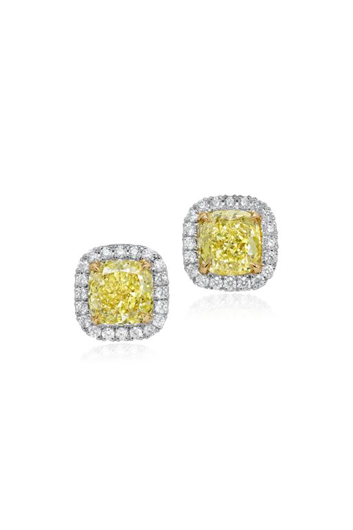Pair of Platinum and Gold Diamond Earrings