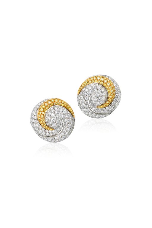Pair of 18k Gold Diamond Earrings