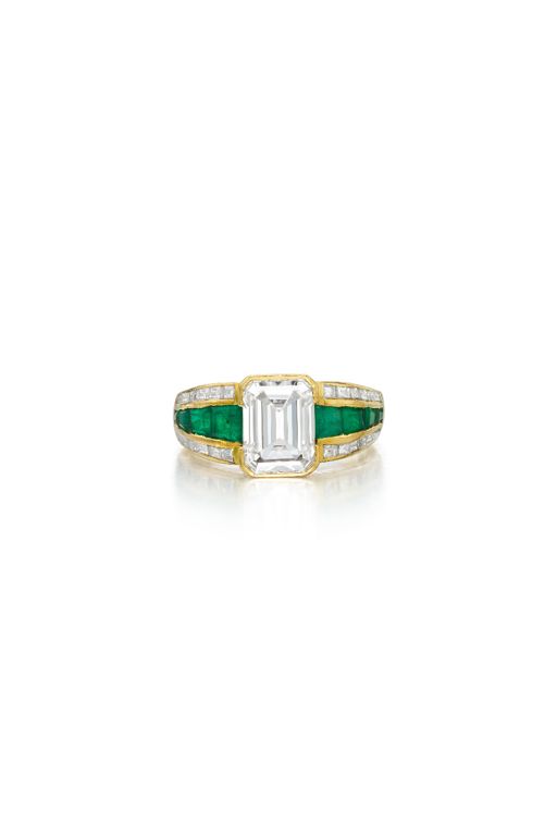 Gold Diamond and Emerald Ring