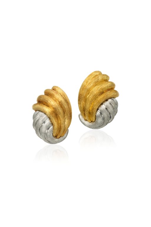 Pair of 18k Gold and Platinum Earrings