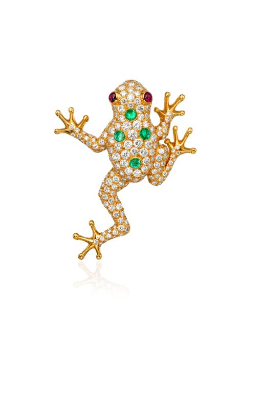 18k Gold Multi-Gem Brooch