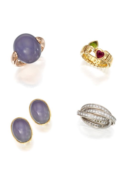 18k Gold Multi-Gem Jewelry Set