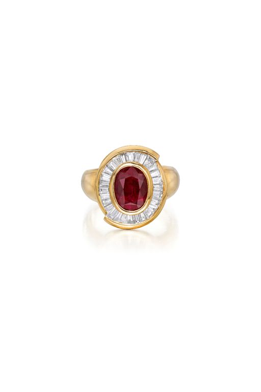18k Gold Ruby and Diamond Ring