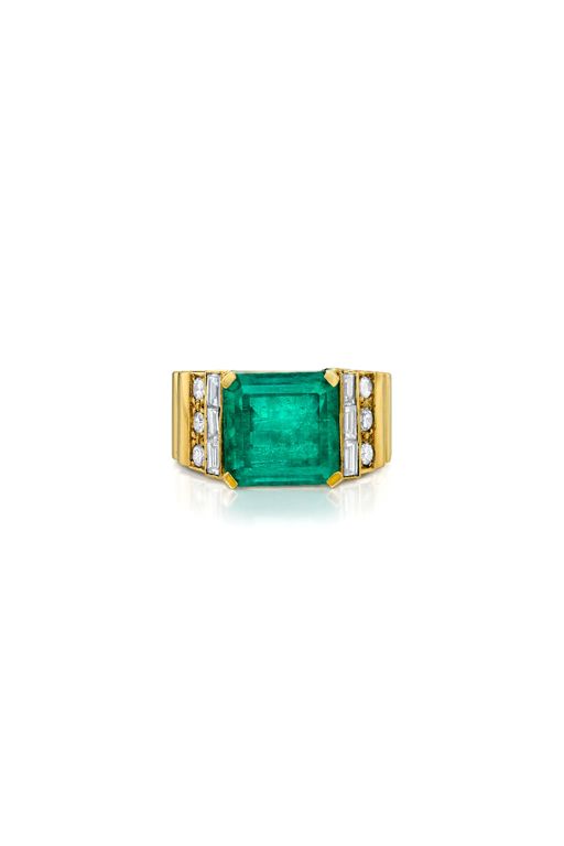 18k Gold Emerald and Diamond Ring