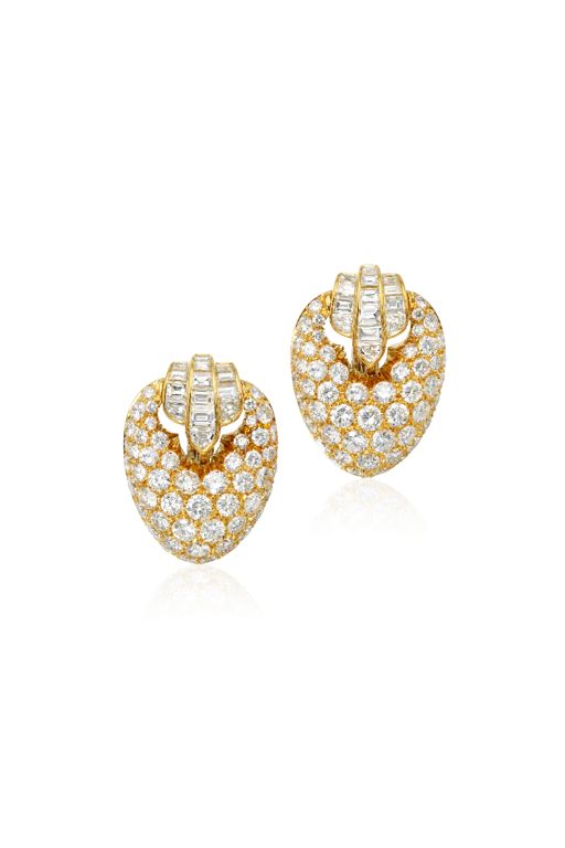 Pair of 18k Gold Diamond Earrings