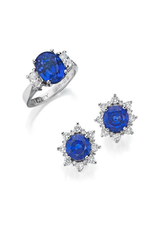 Platinum Tanzanite and Diamond Jewelry Set