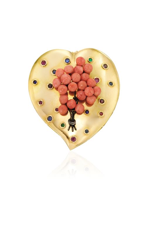 Gold Multi-Gem Brooch