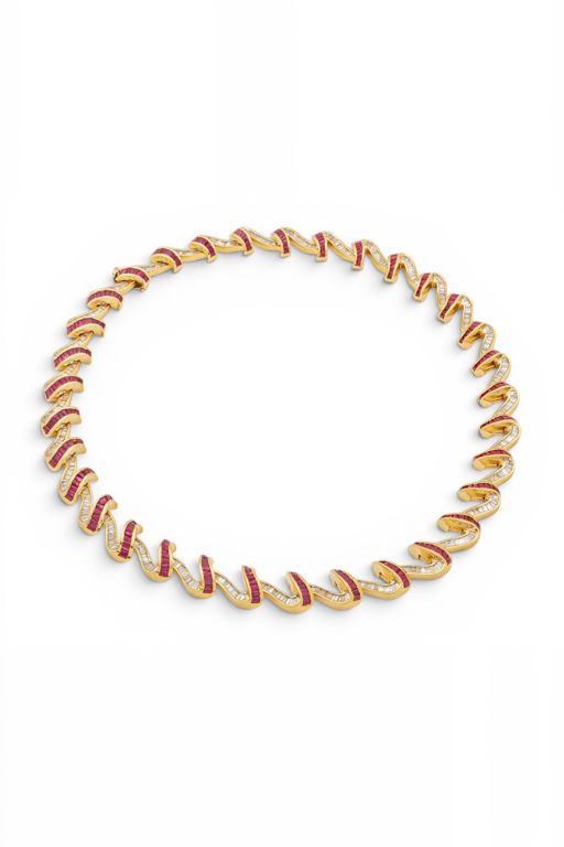 14k Gold Ruby and Diamond Necklace