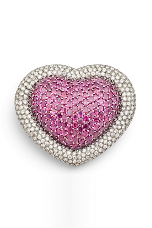 18k Gold Ruby and Diamond Brooch