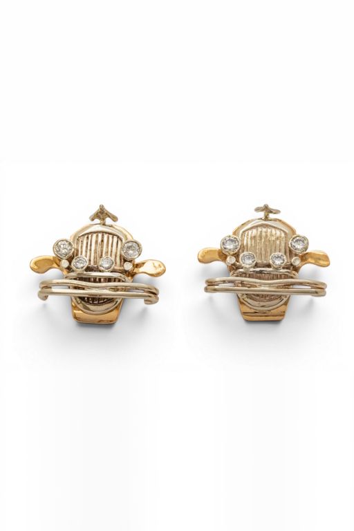 Pair of 14k Gold Diamond Earrings
