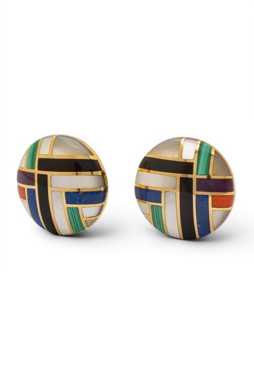 Pair of 14k Gold Multi-Gem Earrings