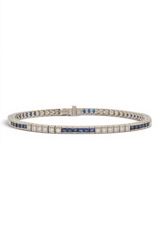 Platinum Sapphire and Diamond Bracelet