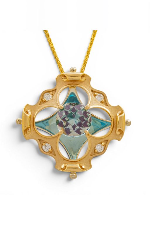 14k Gold Multi-Gem Pendant Necklace