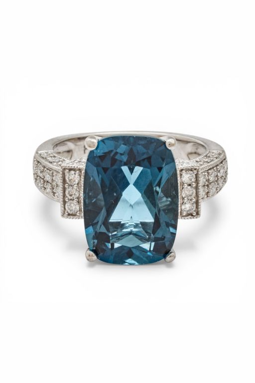 14k Gold Topaz and Diamond Ring