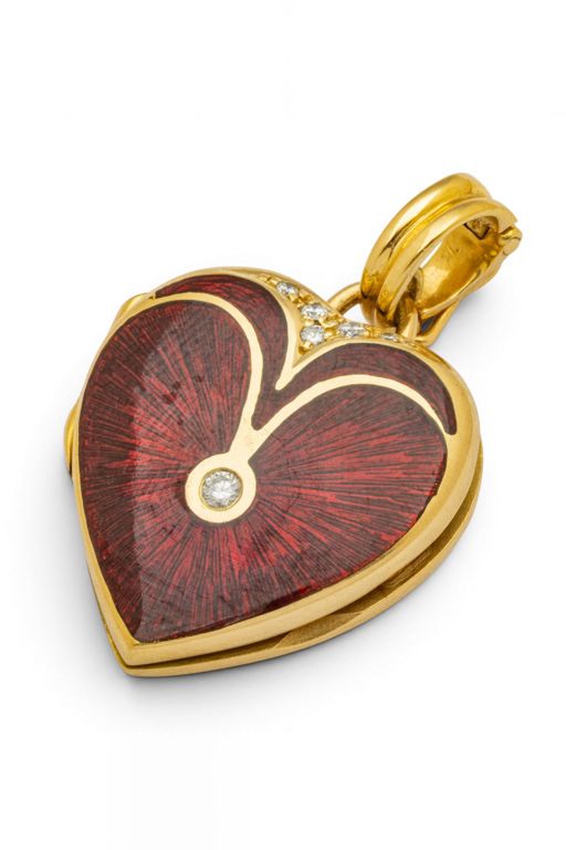18k Gold Enamel and Diamond Pendant