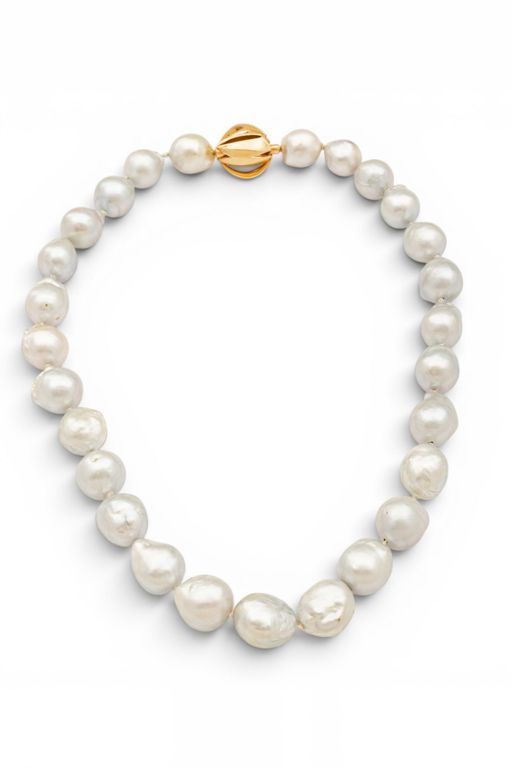 14k Gold Pearl and Diamond Necklace