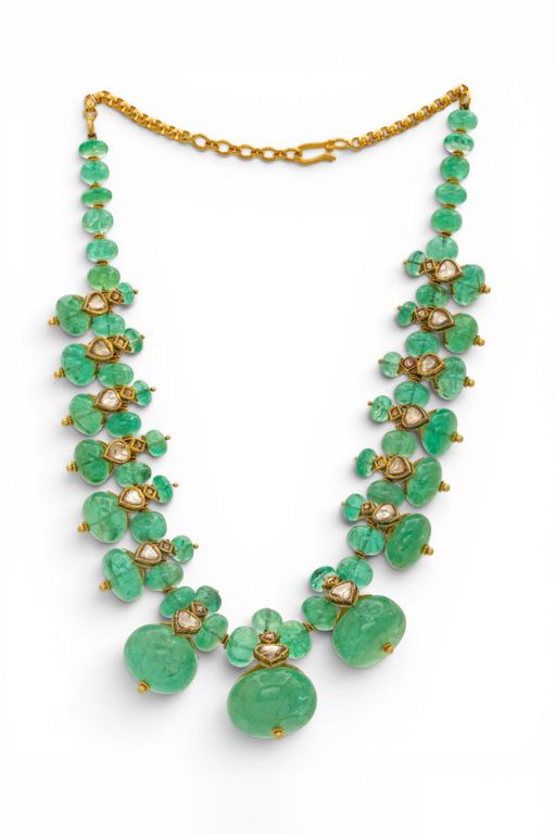 23k Gold Emerald and Diamond Necklace