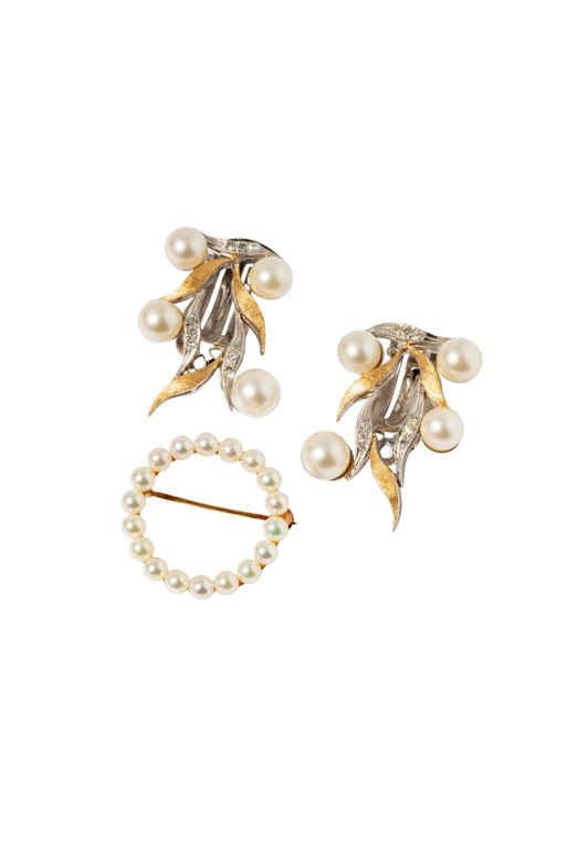 14k Gold Pearl Jewelry Set