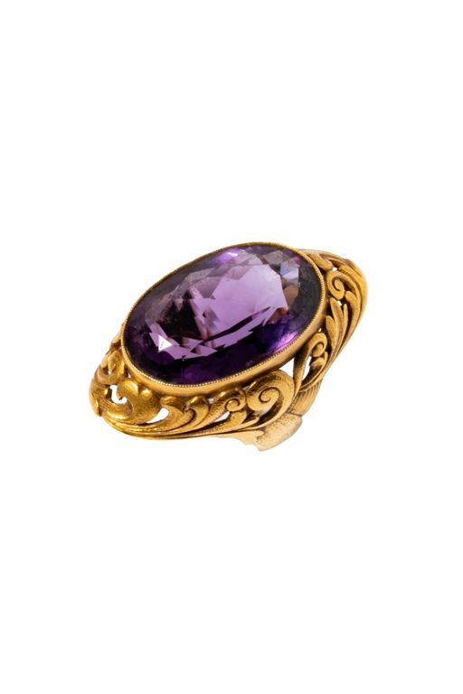 14k Yellow Gold Amethyst Ring