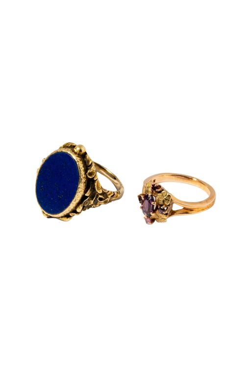 Two 14k Yellow Gold Gemstone Rings