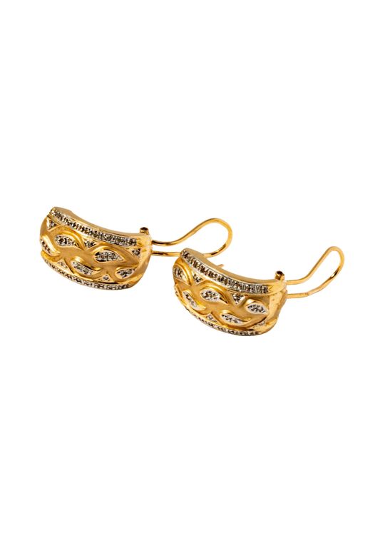 14k Yellow Gold Diamond Huggie Earrings