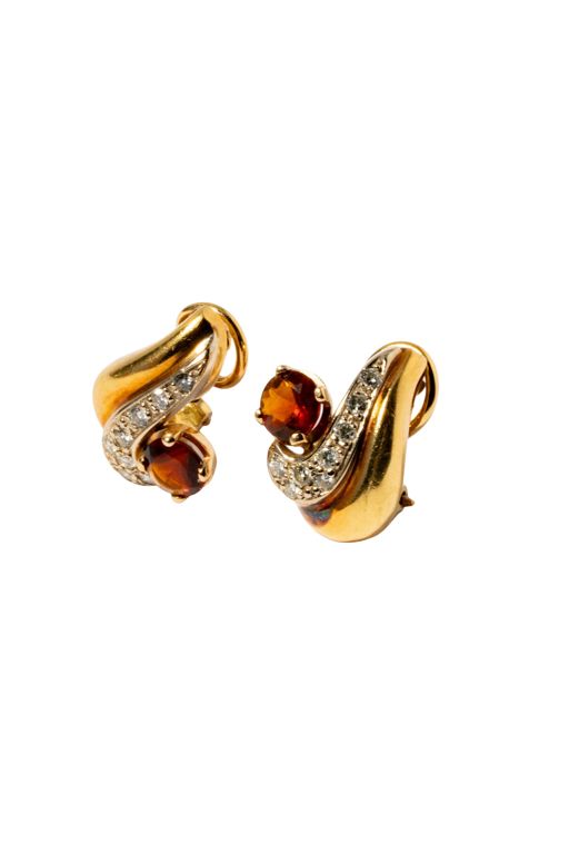 14k Gold Garnet and Diamond Earrings