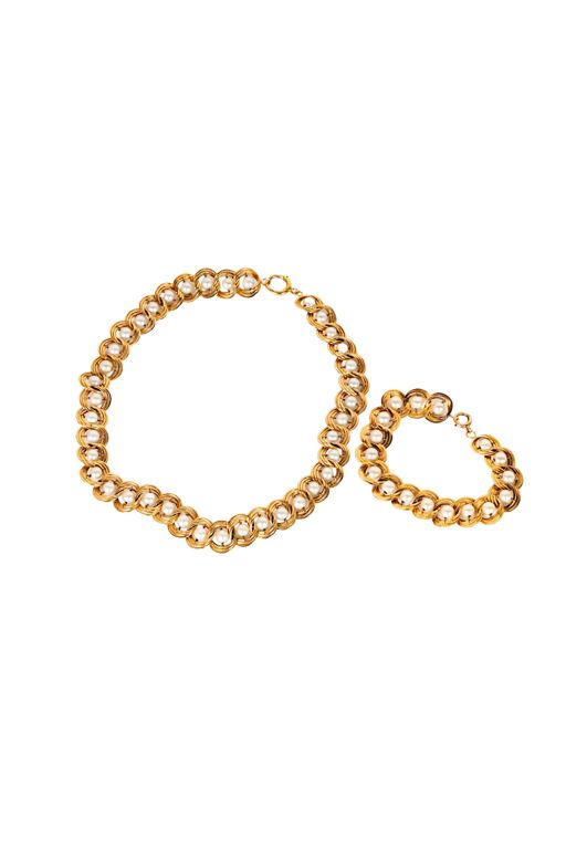 14k Yellow Gold Pearl Jewelry Set