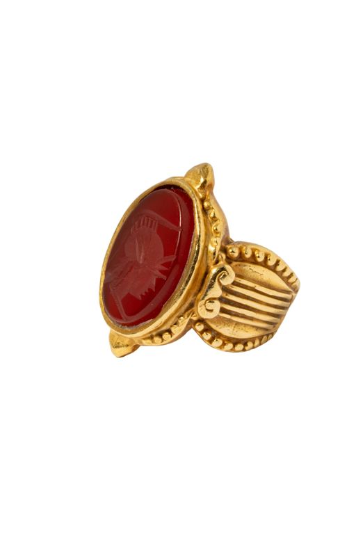 18k Yellow Gold Carnelian Intaglio Ring