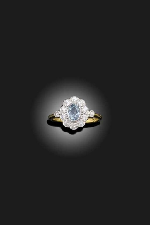 Gold Topaz and Diamond Ring