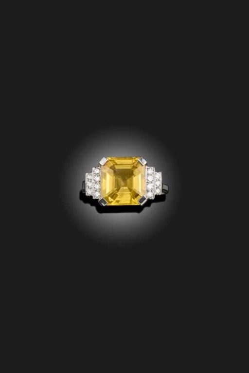 Platinum Sapphire and Diamond Ring