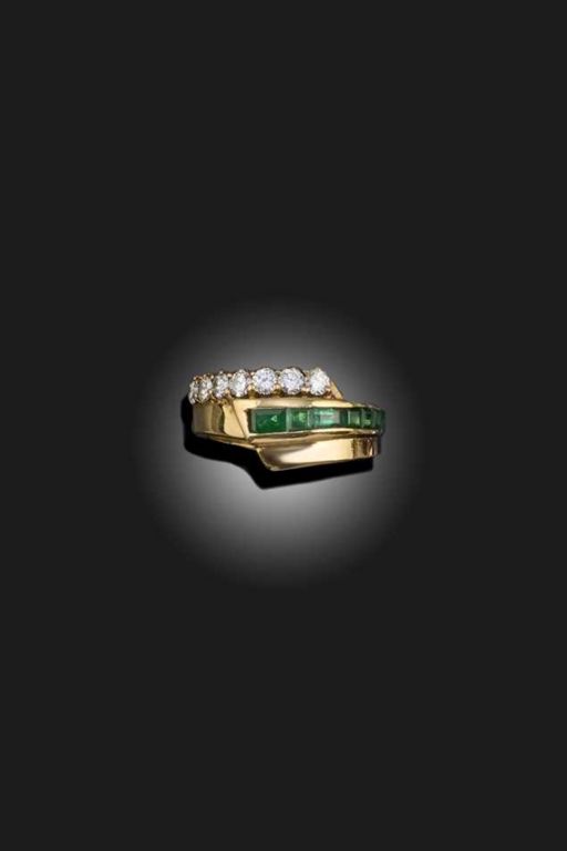 18k Gold Emerald and Diamond Ring