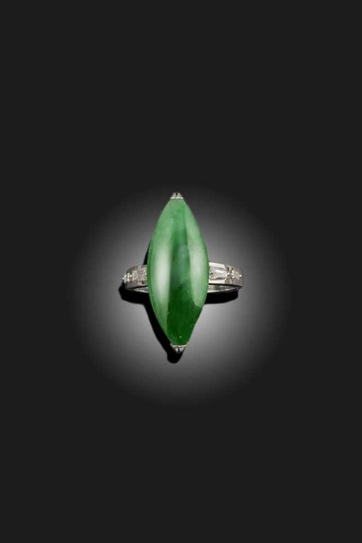 Gold Jade and Diamond Ring