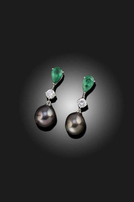 Pair of 18k Gold Multi-Gem Earrings