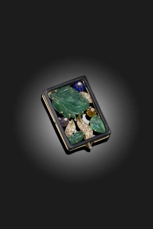 Gold Multi-Gem Brooch