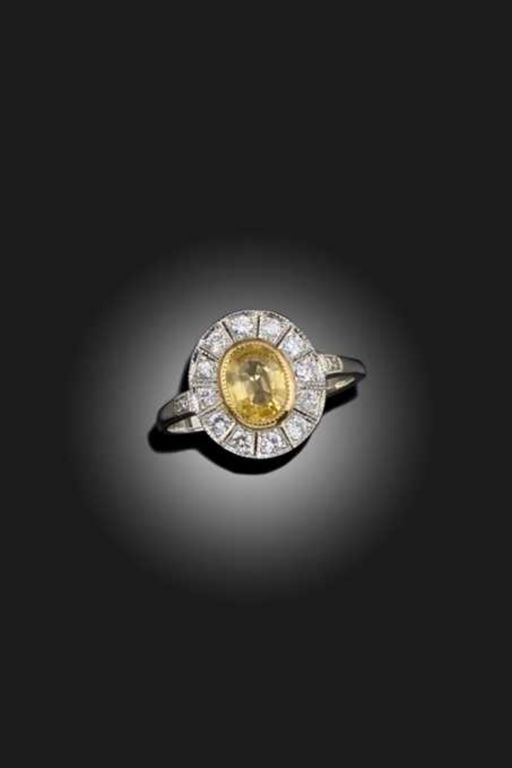 Platinum Sapphire and Diamond Ring