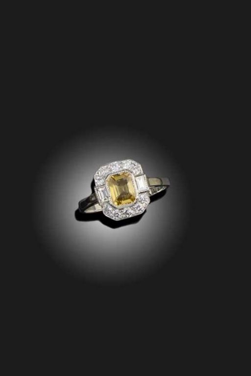 Platinum Sapphire and Diamond Ring