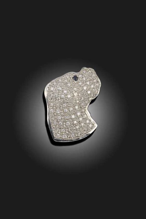 18k Gold Diamond and Sapphire Brooch