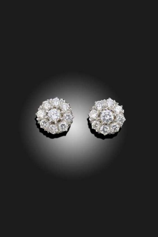 Pair of Gold Diamond Earrings