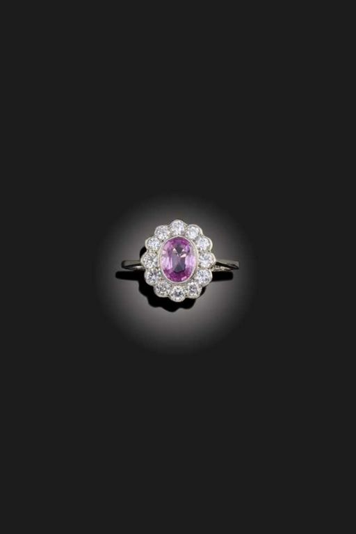 Platinum Sapphire and Diamond Ring