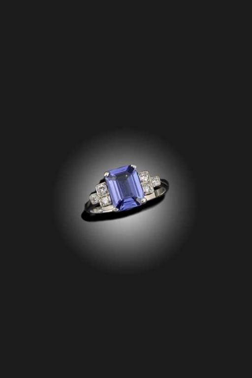 Platinum Tanzanite and Diamond Ring