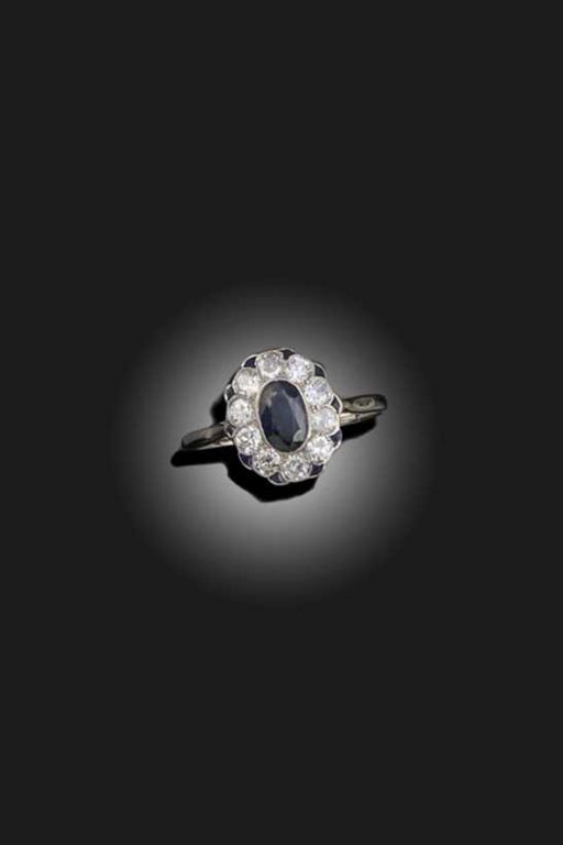 Platinum Sapphire and Diamond Ring