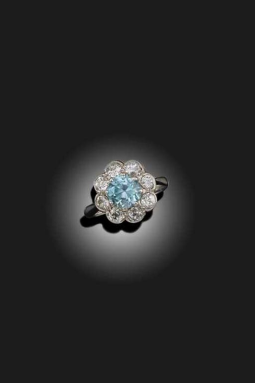 Palladium Zircon and Diamond Ring